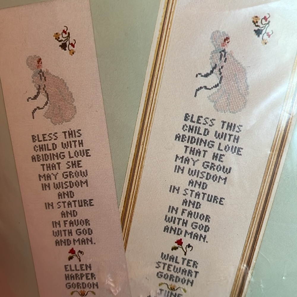Vintage Carolina Cross Stitch “Bless This Child” New 1980s Bell Pull or Picture